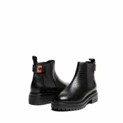OSPREY LONDON Women's The Honeysuckle Black Leather Belted Chelsea Boots 8 OSPREY LONDON Women's The Honeysuckle Black Leather Belted Chelsea Boots -Osprey LondonSales unnamed file 1005