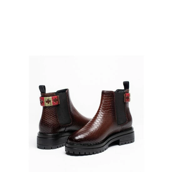 OSPREY LONDON Women's The Honeysuckle Chocolate Brown Leather Belted Chelsea Boots 2 OSPREY LONDON Women's The Honeysuckle Chocolate Brown Leather Belted Chelsea Boots - Image 2