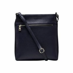 Osprey London Navy Blue Grainy Hide Leather Ola Cross-Body Bag