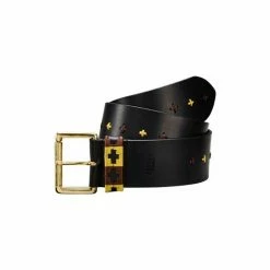 OSPREY LONDON Mendoza Brown Cross-Stitch 6cm Leather Belt -Osprey LondonSales unnamed file 1330