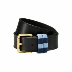 OSPREY LONDON Mendoza Black Checker 3.5cm Leather Jeans Belt