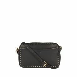 OSPREY LONDON Black Saddle Leather Lennox Medium Cross-Body Bag