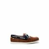Osprey London Mens Navy Blue/Tan Brown Suede The Captain Boat Shoes