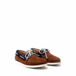 Osprey London Mens Navy Blue/Tan Brown Suede The Captain Boat Shoes -Osprey LondonSales unnamed file 1391