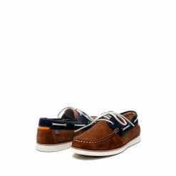 Osprey London Mens Navy Blue/Tan Brown Suede The Captain Boat Shoes -Osprey LondonSales unnamed file 1392