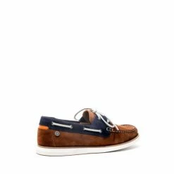 Osprey London Mens Navy Blue/Tan Brown Suede The Captain Boat Shoes -Osprey LondonSales unnamed file 1394