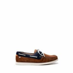 Osprey London Mens Navy Blue/Tan Brown Suede The Captain Boat Shoes -Osprey LondonSales unnamed file 1395