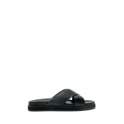 Osprey London Mens Black Leather The Tropic Sandals