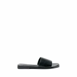 Osprey London Womens Black Croc Effect Leather The Ostara Sandals