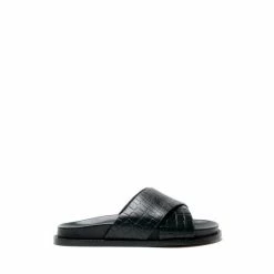 Osprey London Womens Black Leather The Florence Sandals