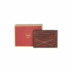 OSPREY LONDON Brown Cross Stitch Leather RFID Card Slip Wallet