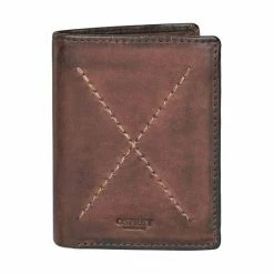 OSPREY LONDON Brown Cross Stitch Micro Leather RFID Card & Coin Wallet