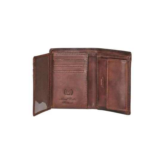 OSPREY LONDON Brown Cross Stitch Micro Leather RFID Card & Coin Wallet 3 OSPREY LONDON Brown Cross Stitch Micro Leather RFID Card & Coin Wallet - Image 3