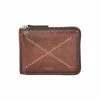 OSPREY LONDON Brown Cross Stitch Leather RFID Zip Around Coin ID Wallet