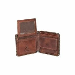 OSPREY LONDON Brown Cross Stitch Leather RFID Zip Around Coin ID Wallet -Osprey LondonSales unnamed file 1474