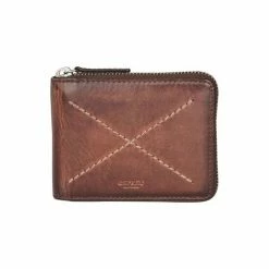 OSPREY LONDON Brown Cross Stitch Leather RFID Zip Around Coin ID Wallet -Osprey LondonSales unnamed file 1476