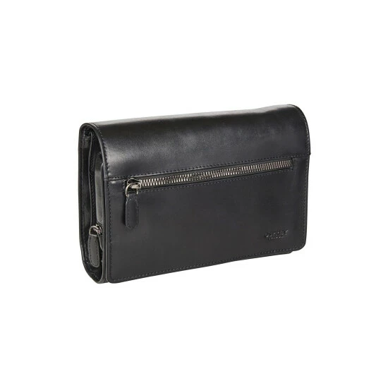 OSPREY LONDON Mens Carter Hanging Leather Washbag Black 2 OSPREY LONDON Mens Carter Hanging Leather Washbag Black - Image 2