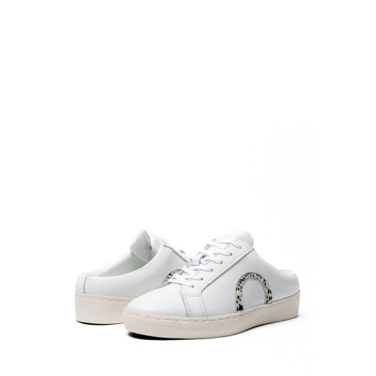 Osprey London Womens White Leather The Jaya Mule Trainers 2 Osprey London Womens White Leather The Jaya Mule Trainers - Image 2
