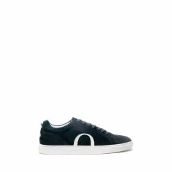 Osprey London Mens Navy Blue Suede The Truro Cupsole Trainers
