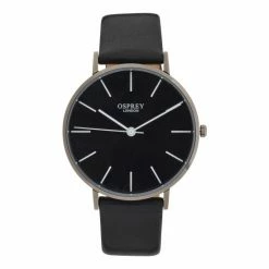 OSPREY LONDON Mens Black Carlsten Stainless Steel Watch