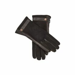 OSPREY LONDON The Ella Suede & Leather Gloves Wine Red
