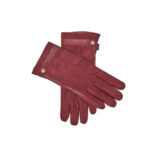 OSPREY LONDON The Ella Suede & Leather Gloves Wine Red 4 OSPREY LONDON The Ella Suede & Leather Gloves Wine Red - Image 4