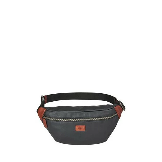 OSPREY LONDON Grantham Waxed Canvas & Leather Bumbag Grey & Tan 8 OSPREY LONDON Grantham Waxed Canvas & Leather Bumbag Grey & Tan - Image 8