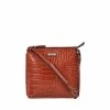 OSPREY LONDON Leather Minster Croc Cross-Body Bag Cognac Brown