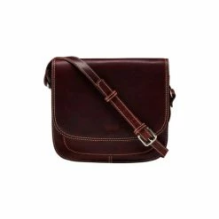 OSPREY LONDON Brown Cognac Saddle Leather Madden Cross-Body Bag