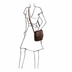 OSPREY LONDON Brown Cognac Saddle Leather Madden Cross-Body Bag -Osprey LondonSales unnamed file 483