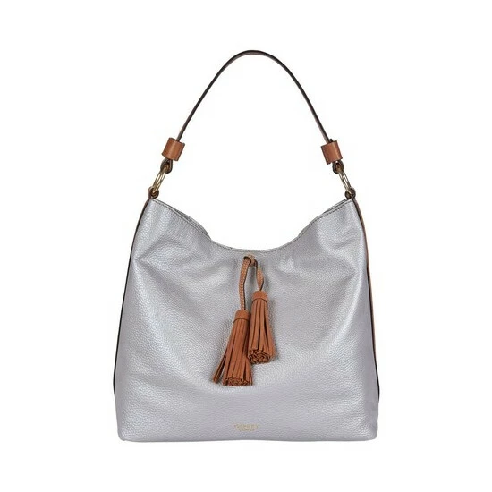OSPREY LONDON Savanna Leather Hobo Bag Silver 9 OSPREY LONDON Savanna Leather Hobo Bag Silver - Image 9