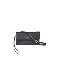 OSPREY LONDON Sasha Black Leather Cross-Body Clutch Bag