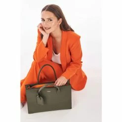 Osprey London The Sloane Italian Leather Work Bag Green -Osprey LondonSales unnamed file 617