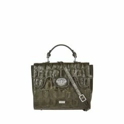 OSPREY LONDON Womens Mambo Caimen Leather Cross-Body Bag Red