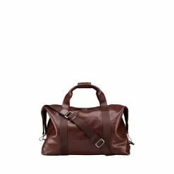 OSPREY LONDON Cognac Brown Toby Vintage Saddle Leather Weekend Bag