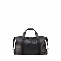 OSPREY LONDON Black Tumbled Leather Toby Weekender Bag