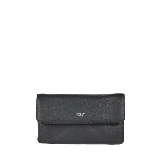 OSPREY LONDON Sasha Black Leather Cross-Body Clutch Bag 2 OSPREY LONDON Sasha Black Leather Cross-Body Clutch Bag - Image 2