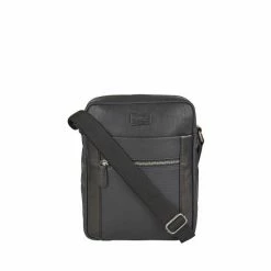 OSPREY LONDON Black The Small Grantham Waxed Canvas And Leather Messenger Bag