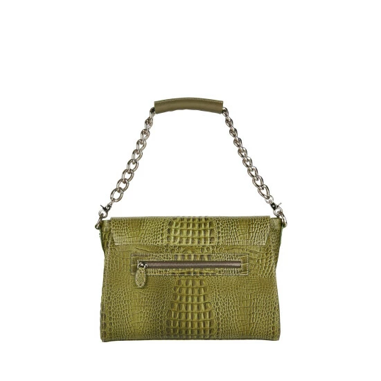 OSPREY LONDON Olive Green Gabrielle Croc Leather Shoulder Bag 2 OSPREY LONDON Olive Green Gabrielle Croc Leather Shoulder Bag - Image 2