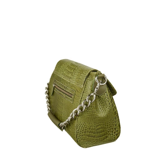 OSPREY LONDON Olive Green Gabrielle Croc Leather Shoulder Bag 4 OSPREY LONDON Olive Green Gabrielle Croc Leather Shoulder Bag - Image 4