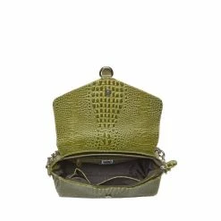 OSPREY LONDON Olive Green Gabrielle Croc Leather Shoulder Bag 11 OSPREY LONDON Olive Green Gabrielle Croc Leather Shoulder Bag -Osprey LondonSales unnamed file 745