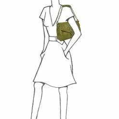 OSPREY LONDON Olive Green Gabrielle Croc Leather Shoulder Bag 12 OSPREY LONDON Olive Green Gabrielle Croc Leather Shoulder Bag -Osprey LondonSales unnamed file 746