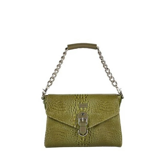 OSPREY LONDON Olive Green Gabrielle Croc Leather Shoulder Bag 7 OSPREY LONDON Olive Green Gabrielle Croc Leather Shoulder Bag - Image 7