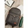 OSPREY LONDON Grey Tan Waxed Canvas & Glazed Calf Leather Grantham Backpack