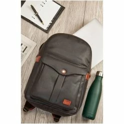 OSPREY LONDON Grey Tan Waxed Canvas & Glazed Calf Leather Grantham Backpack 6 OSPREY LONDON Grey Tan Waxed Canvas & Glazed Calf Leather Grantham Backpack -Osprey LondonSales unnamed file 768