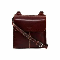 OSPREY LONDON Cognac Brown Narissa Leather Cross-Body Bag