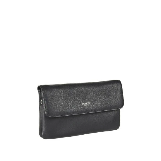 OSPREY LONDON Sasha Black Leather Cross-Body Clutch Bag 3 OSPREY LONDON Sasha Black Leather Cross-Body Clutch Bag - Image 3