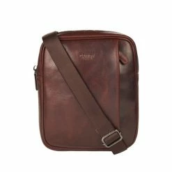 OSPREY LONDON Chestnut Brown Saddle Leather Carter Small Messenger Bag