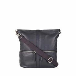 OSPREY LONDON Grainy Hide Leather Levisham Cross-Body Bag Navy -Osprey LondonSales unnamed file 829