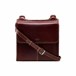 OSPREY LONDON Brown Oily Saddle Leather Narissa Large Cross-Body Bag